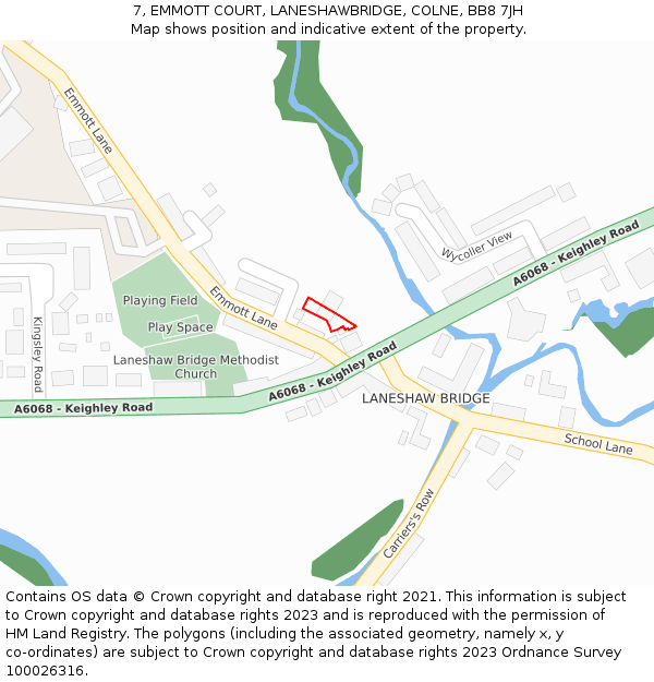7, EMMOTT COURT, LANESHAWBRIDGE, COLNE, BB8 7JH: Location map and indicative extent of plot