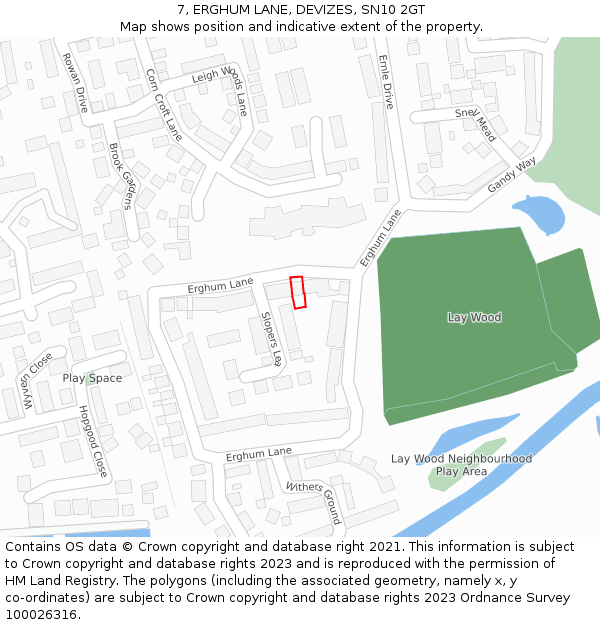 7, ERGHUM LANE, DEVIZES, SN10 2GT: Location map and indicative extent of plot