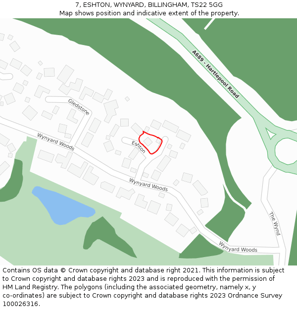 7, ESHTON, WYNYARD, BILLINGHAM, TS22 5GG: Location map and indicative extent of plot