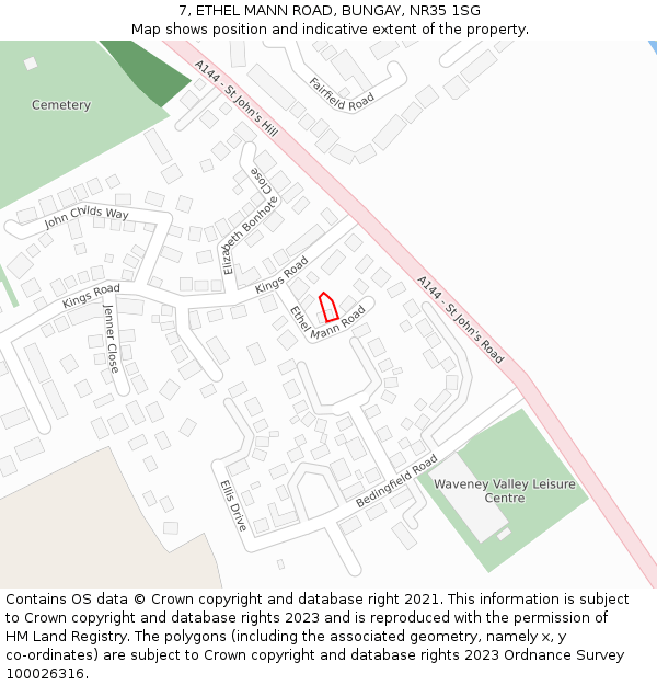 7, ETHEL MANN ROAD, BUNGAY, NR35 1SG: Location map and indicative extent of plot