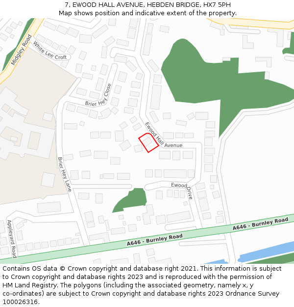 7, EWOOD HALL AVENUE, HEBDEN BRIDGE, HX7 5PH: Location map and indicative extent of plot