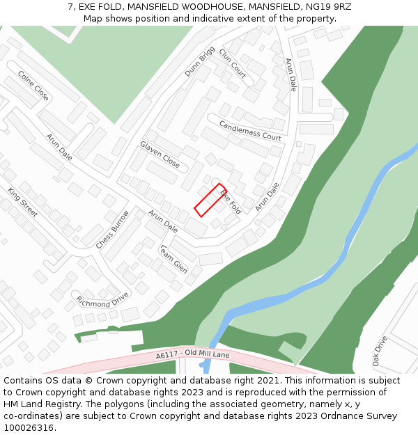 7, EXE FOLD, MANSFIELD WOODHOUSE, MANSFIELD, NG19 9RZ: Location map and indicative extent of plot