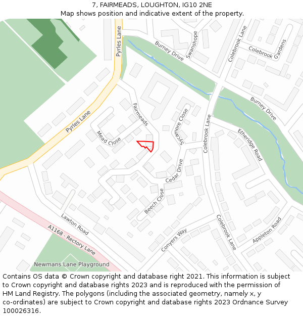 7, FAIRMEADS, LOUGHTON, IG10 2NE: Location map and indicative extent of plot