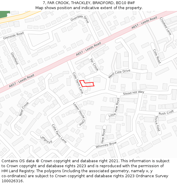 7, FAR CROOK, THACKLEY, BRADFORD, BD10 8WF: Location map and indicative extent of plot