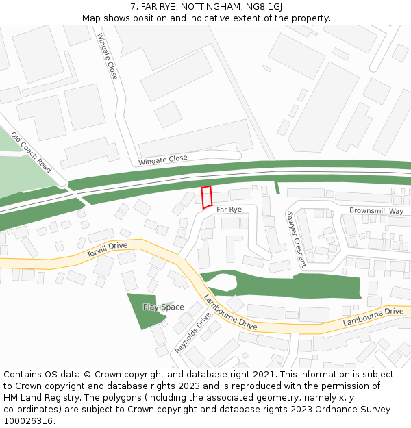 7, FAR RYE, NOTTINGHAM, NG8 1GJ: Location map and indicative extent of plot