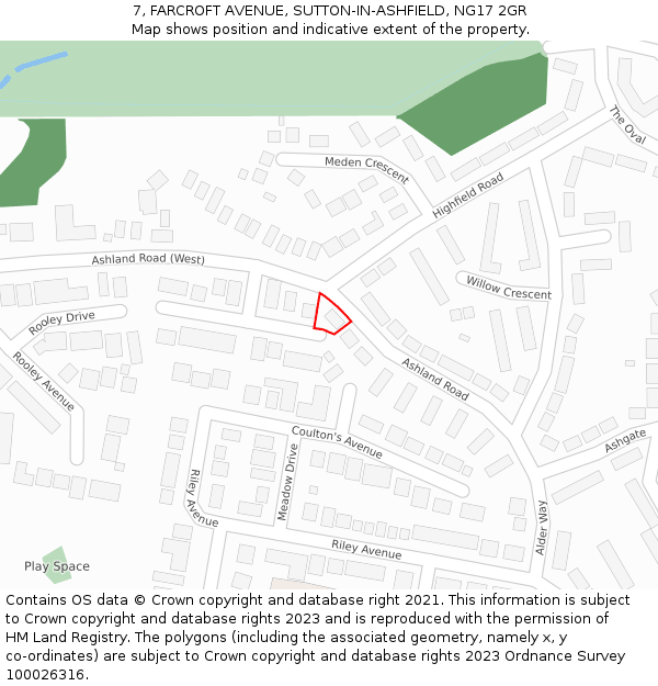 7, FARCROFT AVENUE, SUTTON-IN-ASHFIELD, NG17 2GR: Location map and indicative extent of plot