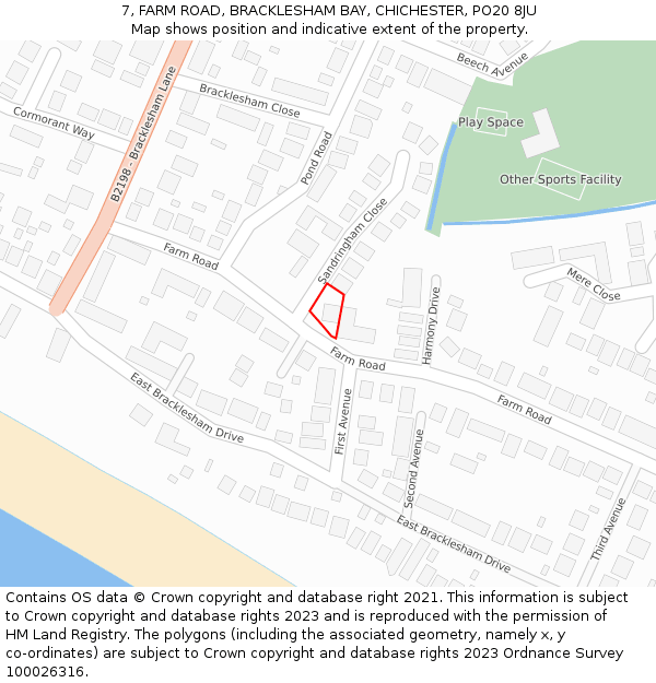 7, FARM ROAD, BRACKLESHAM BAY, CHICHESTER, PO20 8JU: Location map and indicative extent of plot