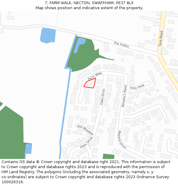 7, FARM WALK, NECTON, SWAFFHAM, PE37 8LX: Location map and indicative extent of plot