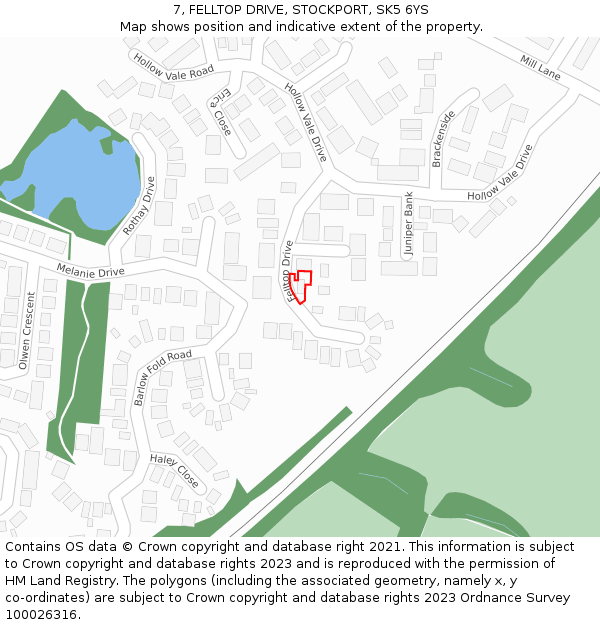 7, FELLTOP DRIVE, STOCKPORT, SK5 6YS: Location map and indicative extent of plot