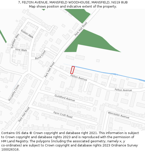 7, FELTON AVENUE, MANSFIELD WOODHOUSE, MANSFIELD, NG19 8UB: Location map and indicative extent of plot