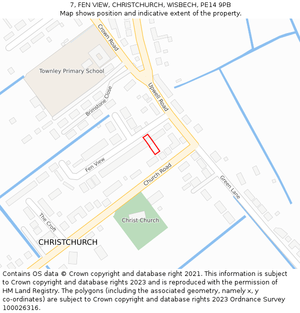 7, FEN VIEW, CHRISTCHURCH, WISBECH, PE14 9PB: Location map and indicative extent of plot