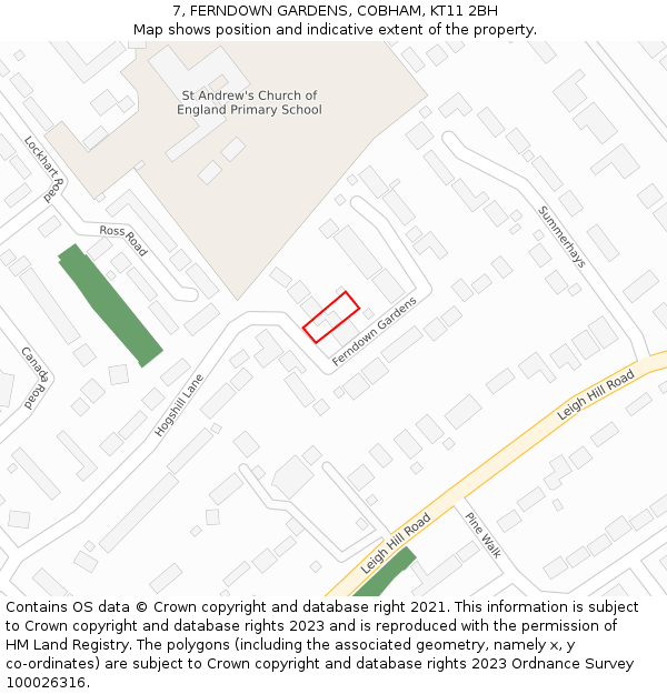 7, FERNDOWN GARDENS, COBHAM, KT11 2BH: Location map and indicative extent of plot