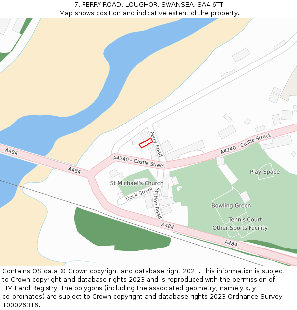 7, FERRY ROAD, LOUGHOR, SWANSEA, SA4 6TT: Location map and indicative extent of plot