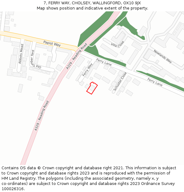 7, FERRY WAY, CHOLSEY, WALLINGFORD, OX10 9JX: Location map and indicative extent of plot