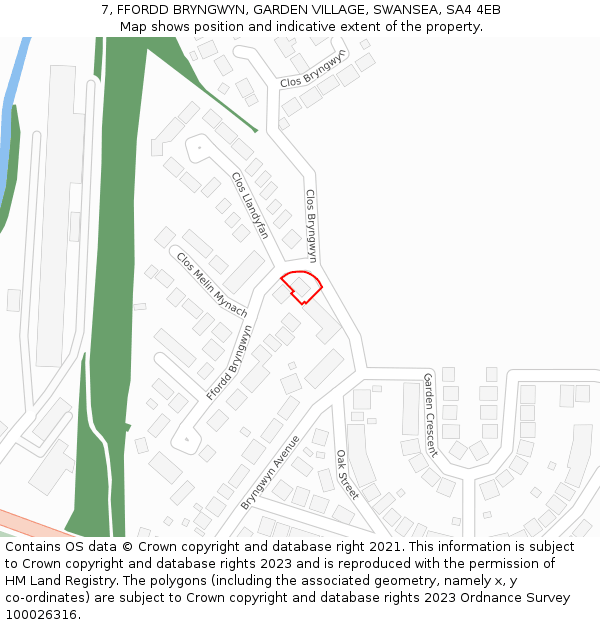 7, FFORDD BRYNGWYN, GARDEN VILLAGE, SWANSEA, SA4 4EB: Location map and indicative extent of plot