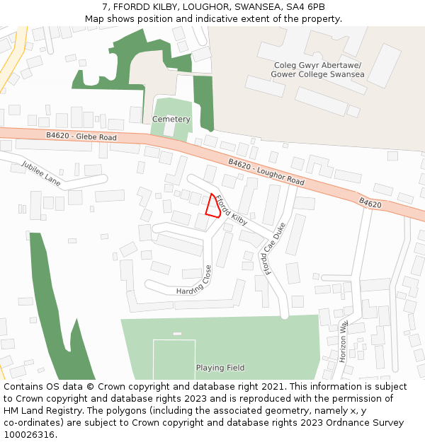 7, FFORDD KILBY, LOUGHOR, SWANSEA, SA4 6PB: Location map and indicative extent of plot