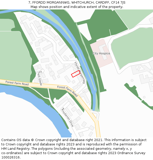 7, FFORDD MORGANNWG, WHITCHURCH, CARDIFF, CF14 7JS: Location map and indicative extent of plot