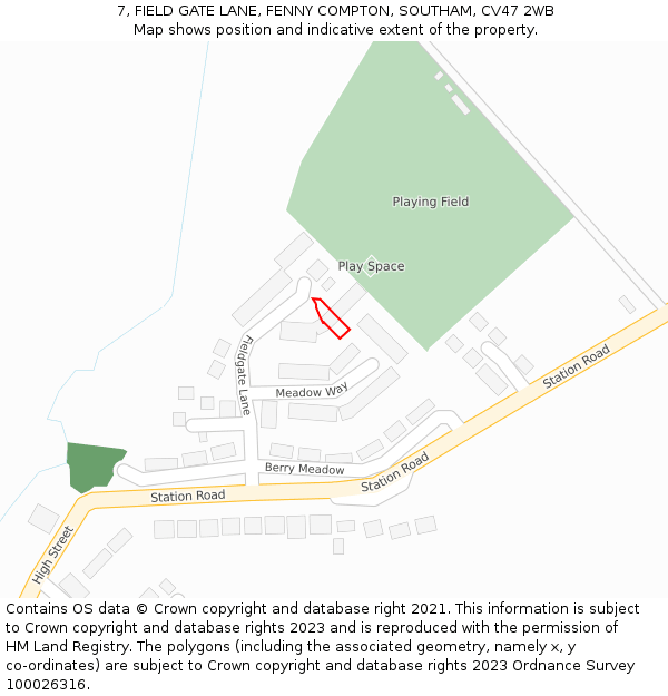 7, FIELD GATE LANE, FENNY COMPTON, SOUTHAM, CV47 2WB: Location map and indicative extent of plot