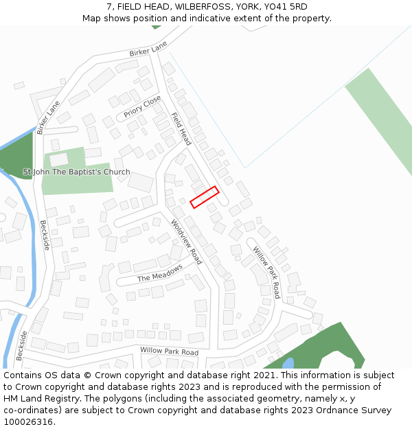 7, FIELD HEAD, WILBERFOSS, YORK, YO41 5RD: Location map and indicative extent of plot