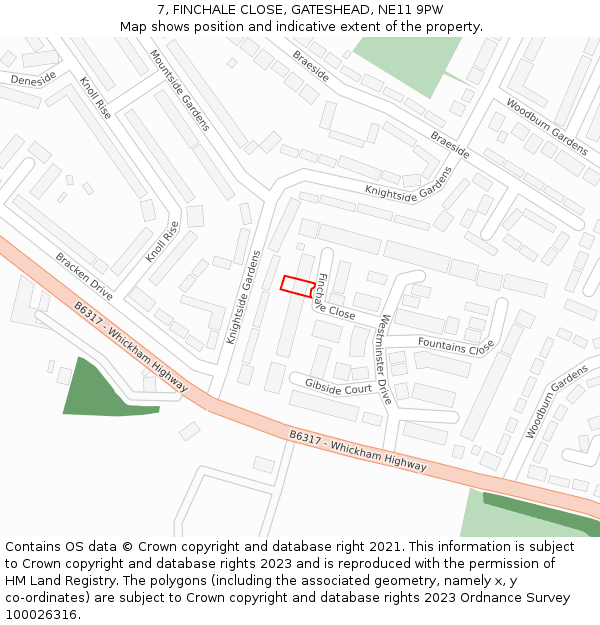 7, FINCHALE CLOSE, GATESHEAD, NE11 9PW: Location map and indicative extent of plot