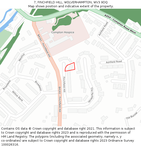 7, FINCHFIELD HILL, WOLVERHAMPTON, WV3 9DQ: Location map and indicative extent of plot