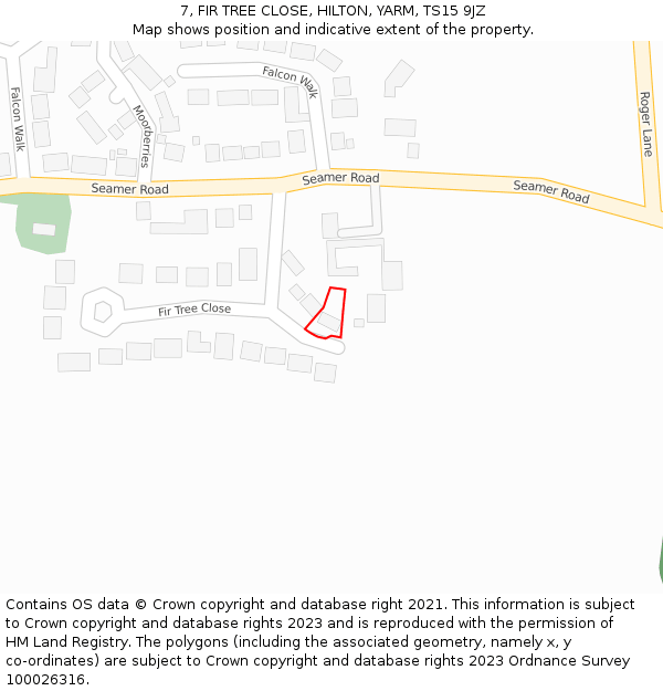 7, FIR TREE CLOSE, HILTON, YARM, TS15 9JZ: Location map and indicative extent of plot