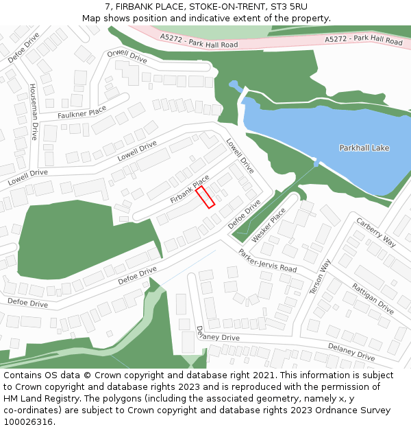 7, FIRBANK PLACE, STOKE-ON-TRENT, ST3 5RU: Location map and indicative extent of plot