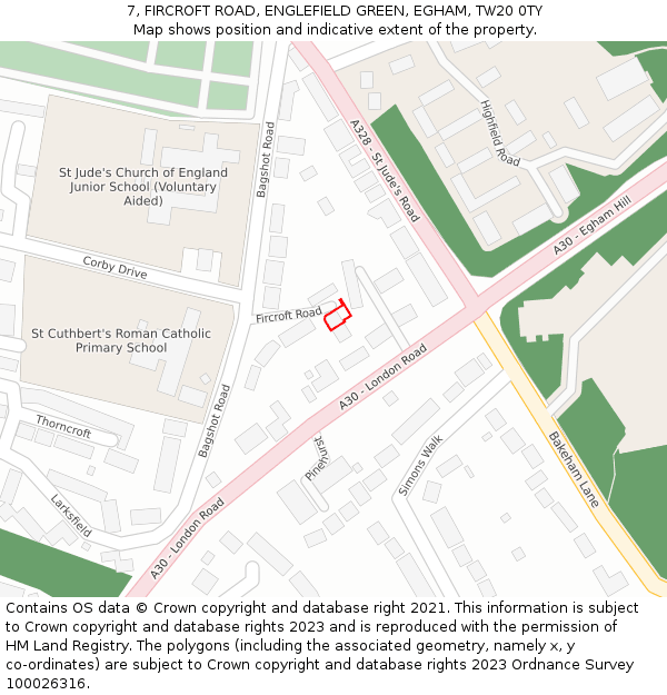 7, FIRCROFT ROAD, ENGLEFIELD GREEN, EGHAM, TW20 0TY: Location map and indicative extent of plot