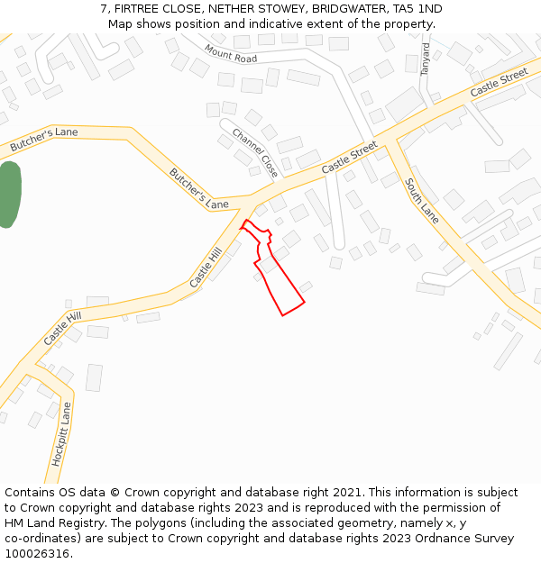 7, FIRTREE CLOSE, NETHER STOWEY, BRIDGWATER, TA5 1ND: Location map and indicative extent of plot