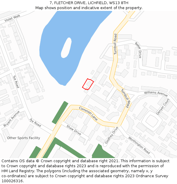 7, FLETCHER DRIVE, LICHFIELD, WS13 8TH: Location map and indicative extent of plot