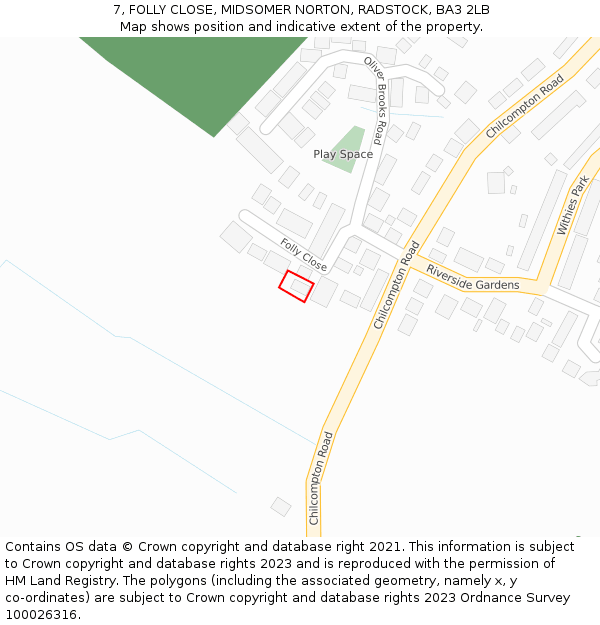 7, FOLLY CLOSE, MIDSOMER NORTON, RADSTOCK, BA3 2LB: Location map and indicative extent of plot