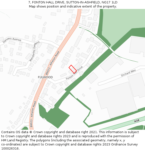 7, FONTON HALL DRIVE, SUTTON-IN-ASHFIELD, NG17 1LD: Location map and indicative extent of plot