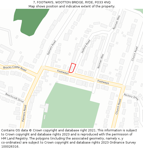 7, FOOTWAYS, WOOTTON BRIDGE, RYDE, PO33 4NQ: Location map and indicative extent of plot