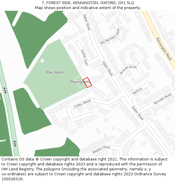 7, FOREST SIDE, KENNINGTON, OXFORD, OX1 5LQ: Location map and indicative extent of plot