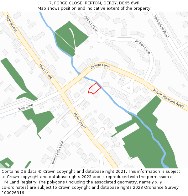 7, FORGE CLOSE, REPTON, DERBY, DE65 6WR: Location map and indicative extent of plot