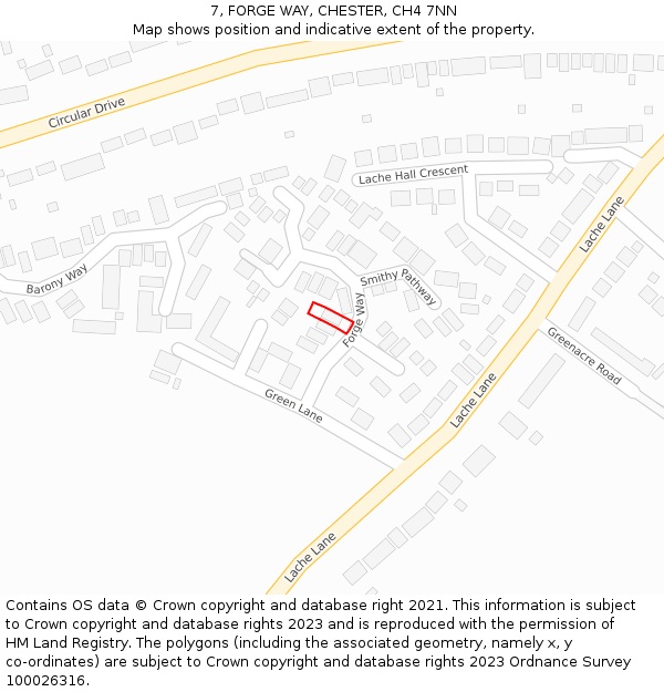 7, FORGE WAY, CHESTER, CH4 7NN: Location map and indicative extent of plot