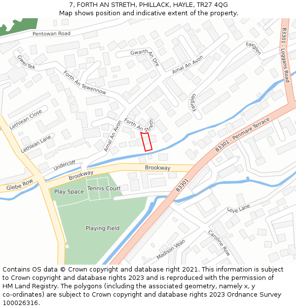 7, FORTH AN STRETH, PHILLACK, HAYLE, TR27 4QG: Location map and indicative extent of plot