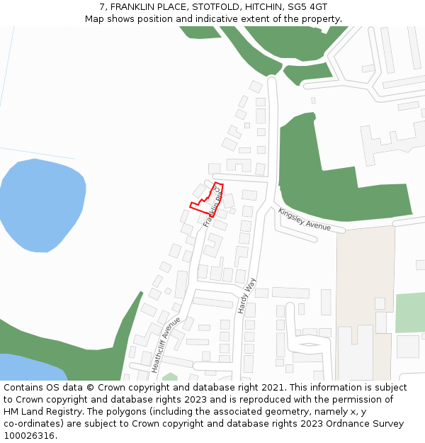 7, FRANKLIN PLACE, STOTFOLD, HITCHIN, SG5 4GT: Location map and indicative extent of plot