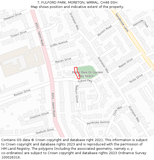 7, FULFORD PARK, MORETON, WIRRAL, CH46 0SH: Location map and indicative extent of plot