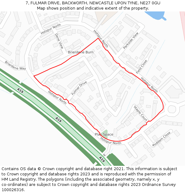 7, FULMAR DRIVE, BACKWORTH, NEWCASTLE UPON TYNE, NE27 0GU: Location map and indicative extent of plot