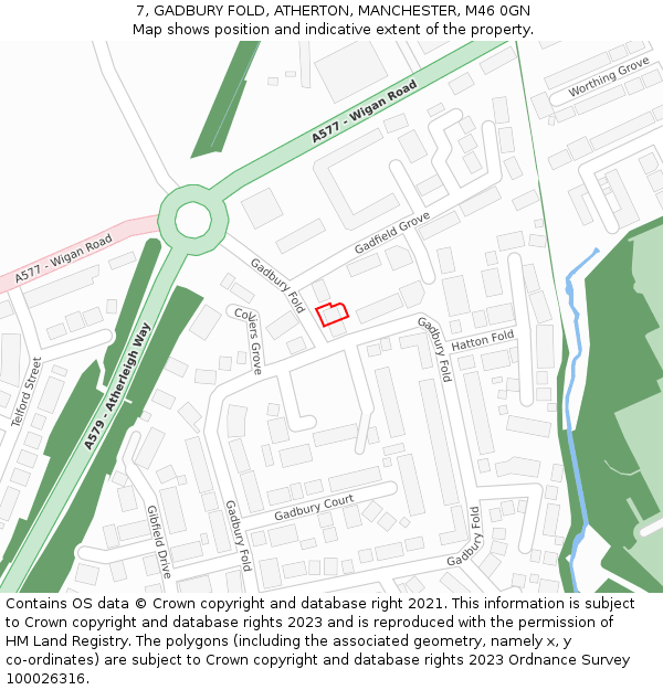 7, GADBURY FOLD, ATHERTON, MANCHESTER, M46 0GN: Location map and indicative extent of plot