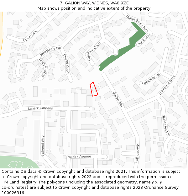 7, GALION WAY, WIDNES, WA8 9ZE: Location map and indicative extent of plot