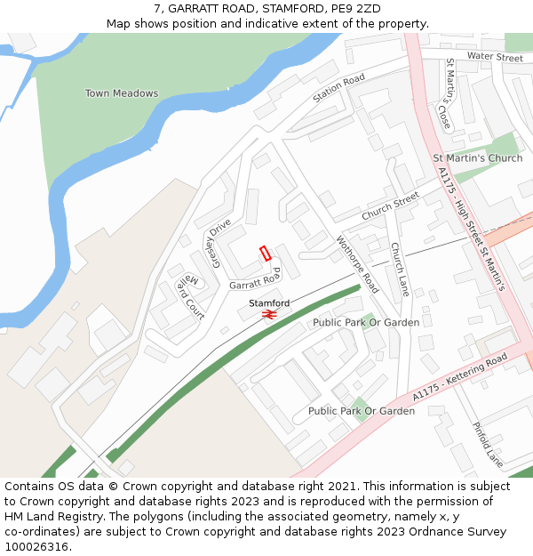 7, GARRATT ROAD, STAMFORD, PE9 2ZD: Location map and indicative extent of plot