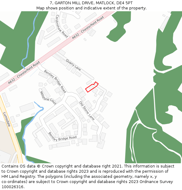 7, GARTON MILL DRIVE, MATLOCK, DE4 5PT: Location map and indicative extent of plot