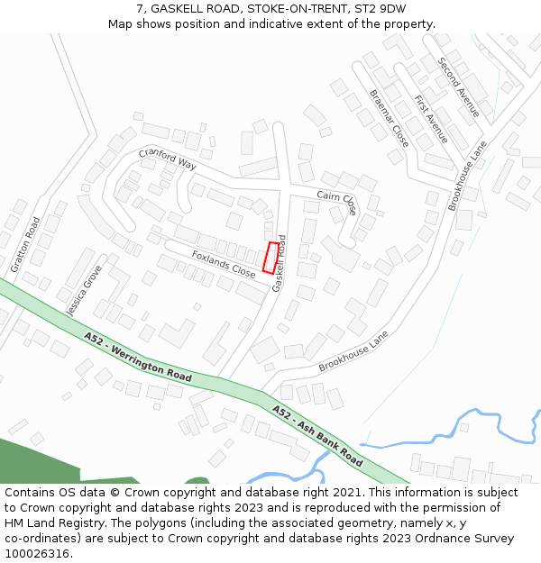 7, GASKELL ROAD, STOKE-ON-TRENT, ST2 9DW: Location map and indicative extent of plot