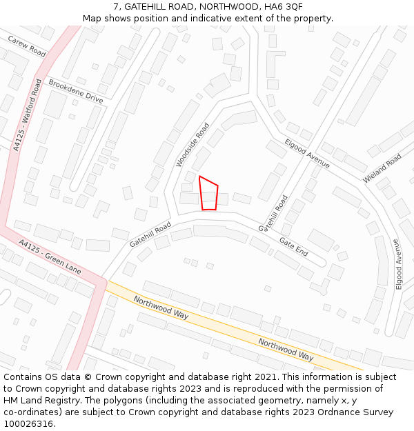 7, GATEHILL ROAD, NORTHWOOD, HA6 3QF: Location map and indicative extent of plot