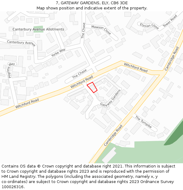 7, GATEWAY GARDENS, ELY, CB6 3DE: Location map and indicative extent of plot