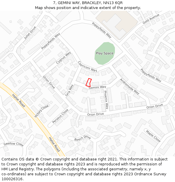 7, GEMINI WAY, BRACKLEY, NN13 6QR: Location map and indicative extent of plot