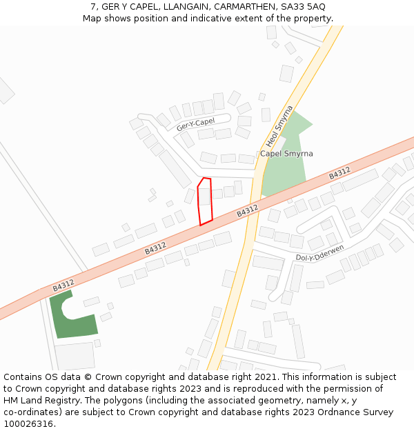 7, GER Y CAPEL, LLANGAIN, CARMARTHEN, SA33 5AQ: Location map and indicative extent of plot