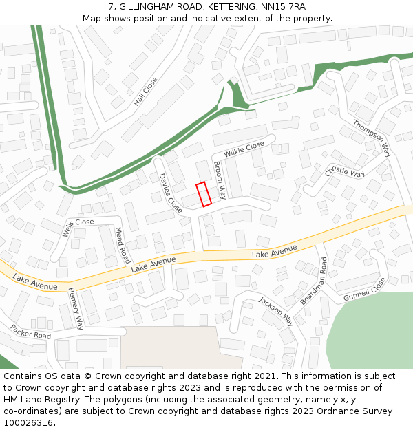 7, GILLINGHAM ROAD, KETTERING, NN15 7RA: Location map and indicative extent of plot